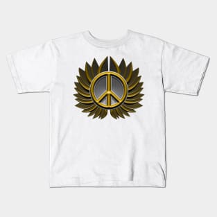 golden peace symbol flower Kids T-Shirt